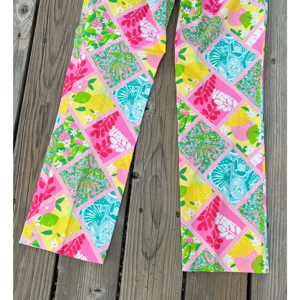 Lilly Pulitzer Women's 8 Tropical Patchwork Pants Floral Shells Crocodile - Picture 9 of 9